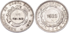 Costa Rica 1 Colon 1923 (1903) Counterstamped Coinage
KM# 164, N# 21947; Silver; XF