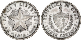 Cuba 5 Centavos 1915
KM# 11.1, N# 2856; Silver; XF+