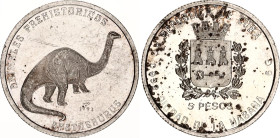 Cuba 5 Pesos 1993
KM# 405, N# 33633; Silver., Proof; Prehistoric Animals - Apatosaurus; Mintage 30000 pcs.; With scratches