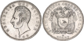 Ecuador 5 Sucres 1943 Mo
KM# 79, N# 14523; Silver; Mexico mint; AUNC