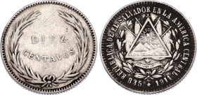 El Salvador 10 Centavos 1914
KM# 125, N# 25307; Silver; VF+/XF-