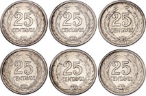 El Salvador 6 x 25 Centavos 1953
KM# 137, N# 10902; Silver; XF/AUNC