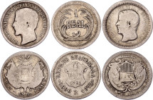 Guatemala 3 x 1 Real 1862 - 1872
KM# 137, 145, 148; Silver; F/VF