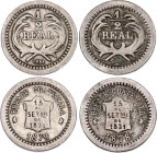 Guatemala 2 x 1/2 Real 1878 - 1879
KM# 147a, N# 35641; Silver; VF/XF
