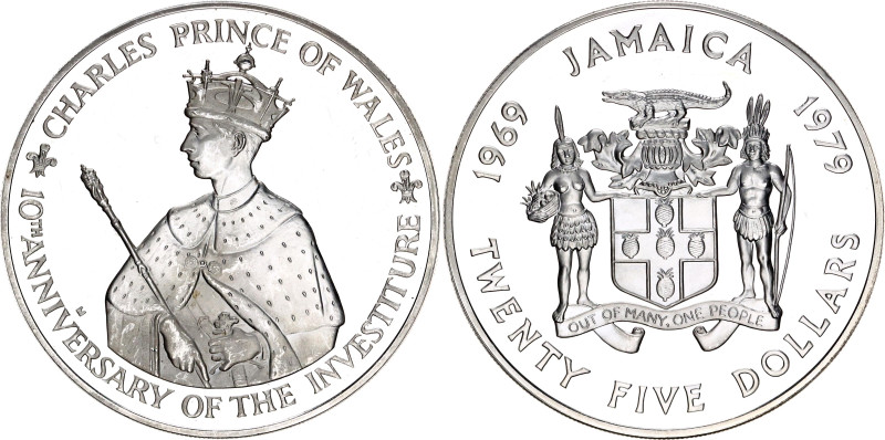 Jamaica 25 Dollars 1979
KM# 81, N# 32158; Silver 135.81 g., Proof ; 10th Annive...