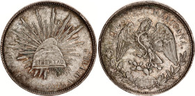 Mexico 1 Peso 1902 Mo AM
KM# 409.2, N# 11588; Silver; Mexico Mint; AUNC Toned