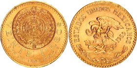 Mexico 20 Pesos 1959 Restrike
KM# 478, N# 15037; Gold (.900) 16.67 g.; Mexico Mint; UNC Luster