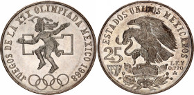 Mexico 25 Pesos 1968 Mo
KM# 479, N# 3855; Silver; 19th Summer Olympics - Mexico 1968; UNC with full mint luster