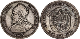 Panama 50 Centesimos 1905
KM# 5, N# 14339; Silver; Philadelphia Mint; VF-XF Toned