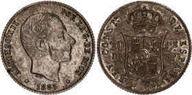 Philippines 20 Centimos 1885
KM# 149, N# 20042; Silver; Alfonso XII; Manila Mint; AUNC Toned