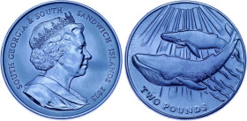 South Georgia & South Sandwich Islands 2 Pounds 2013 PM
KM# 59, N# 67744; Titanium (.990) (Blue)., Proof; Elizabeth II; Blue Whale; Pobjoy Mint, Surr...