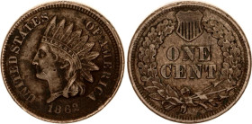 United States 1 Cent 1862
KM# 90, N# 1108; Copper-nickel; "Indian Head Cent" with shield; Philadelphia Mint; VF-XF
