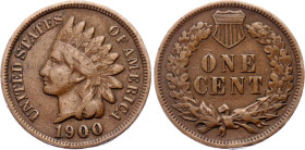 United States 1 Cent 1900
KM# 90a, N# 2356; Copper; "Indian Head Cent"; XF