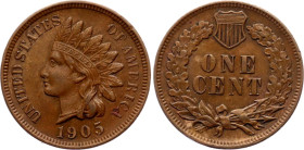 United States 1 Cent 1905
KM# 90a, N# 2356; Copper; "Indian Head Cent"; AUNC