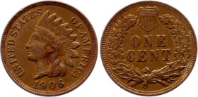 United States 1 Cent 1906
KM# 90a, N# 2356; Copper; "Indian Head Cent"; XF