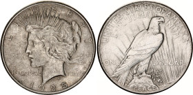 United States 1 Dollar 1925
KM# 150, N# 5580; Silver; "Peace Dollar"; Philadelphia Mint; AUNC, weak strike