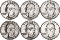 United States 6 x 1/4 Dollar 1964
KM# 164, N# 54; Silver; XF-AUNC