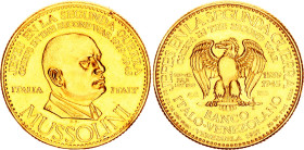 Venezuela 60 Bolivares 1957 Medallic Coinage
X# MB28; Gold (.900) 22.20 g.; Chiefs in the 2nd World War - Benito Mussolini; Karlsruhe Mint; UNC Luste...