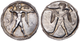Lucania, Poseidonia. Silver Nomos (7.53 g), ca. 530-500 BC. AU