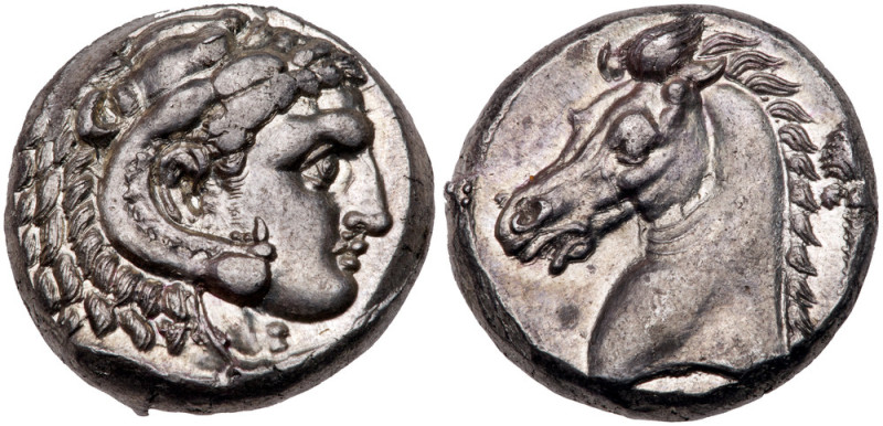Sicily, Entella. Silver Tetradrachm (17.43 g), ca. 300-289 BC. Head of Herakles ...