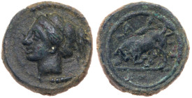 Sicily, Kamarina. Æ Onkia 13 mm, (1.71 g), ca. 339-300 BC. EF