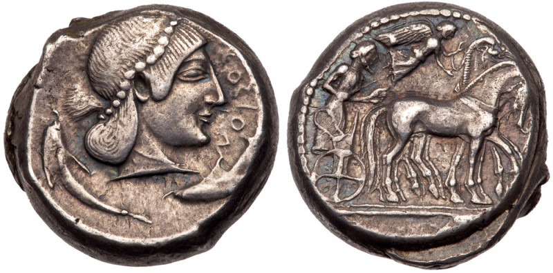 Sicily, Syracuse. Deinomenid Tyranny. Silver Tetradrachm (17.17 g), 485-466 BC. ...