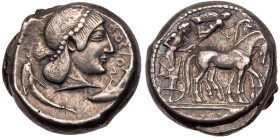 Sicily, Syracuse. Deinomenid Tyranny. Silver Tetradrachm (17.17 g), 485-466 BC. VF