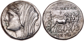 Sicily, Syracuse. Philistis, wife of Hieron II. Silver 16 Litrai (13.56 g), 275-215 BC. EF