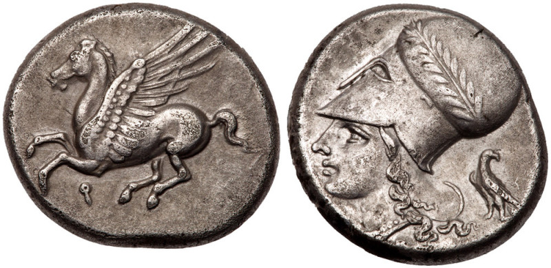 Corinthia, Corinth. Silver Stater (8.46 g), ca. 375-300 BC. Pegasos flying left;...
