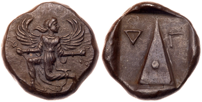 Caria, Kaunos. Silver Stater (11.82 g), ca. 410-390 BC. Winged female figure in ...