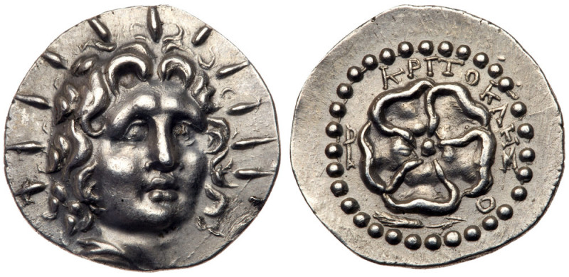Islands off Caria, Rhodes. Silver Drachm (3.80 g), ca. 88/42 BC-AD 14. Kritokles...