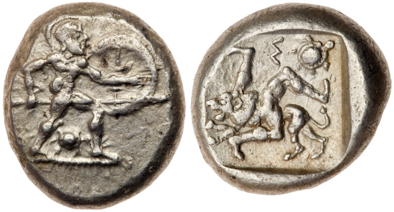 Pamphylia, Aspendos. Silver Stater (10.95 g), ca. 465-430 BC. Hoplite advancing ...