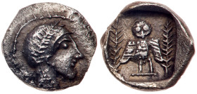 Philistia, Uncertain mint. Obol (0.66 g), 4th century BC.. EF