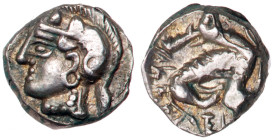 Samaria. Signed series. Silver Obol (0.73 g), ca. 375-333 BC. EF