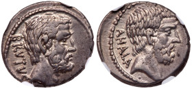 Servilius Caepio Brutus. Silver Denarius (3.96 g)