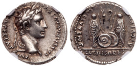 Augustus, 27 BC-AD 14. Silver Denarius (3.85 g), Mint of Lugdunum 2 BC- AD 12.