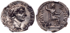 Tiberius, AD 14-37. Silver Denarius (3.68 g), Lugdunum ca. AD 15-18.