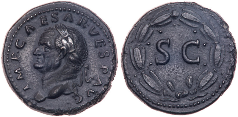 Vespasian. &AElig; Semis (6.27 g), AD 69-79. Rome, for use in Syria, AD 74. IMP ...