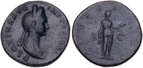 Plotina. Æ Sestertius (23.01 g), Augusta, AD 105-123. VF