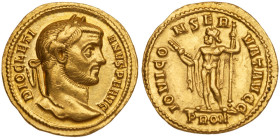Diocletian, AD 284-305. Gold Aureus (5.04 g), Rome, struck AD 294-296.. EF