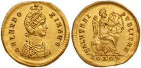 Aelia Eudoxia, Augusta (AD 400-404). Gold Solidus (4.48g), Constantinople, struck AD 400-401.. EF