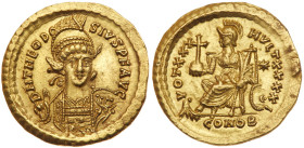 Theodosius II. Gold Solidus (4.47 g), AD 402-450. AU