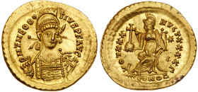 Theodosius II. Gold Solidus (4.49 g), AD 402-450. EF
