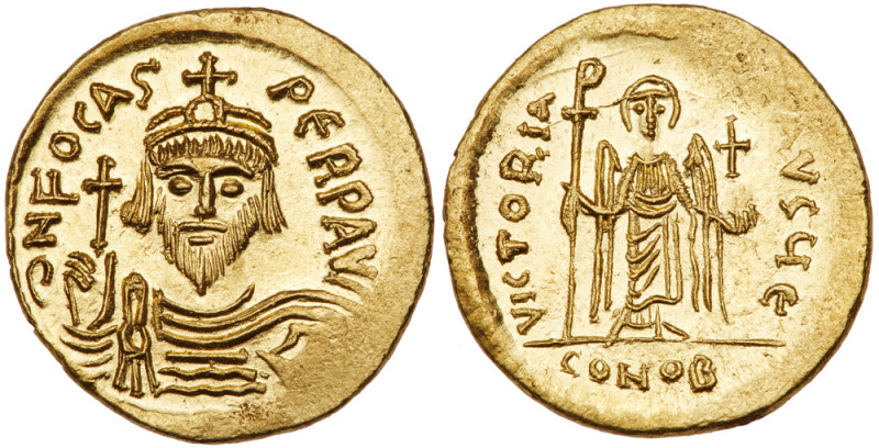 Phocas. Gold Solidus (4.51 g), 602-610. Constantinople, 607-610. d N FOCAS PERP ...