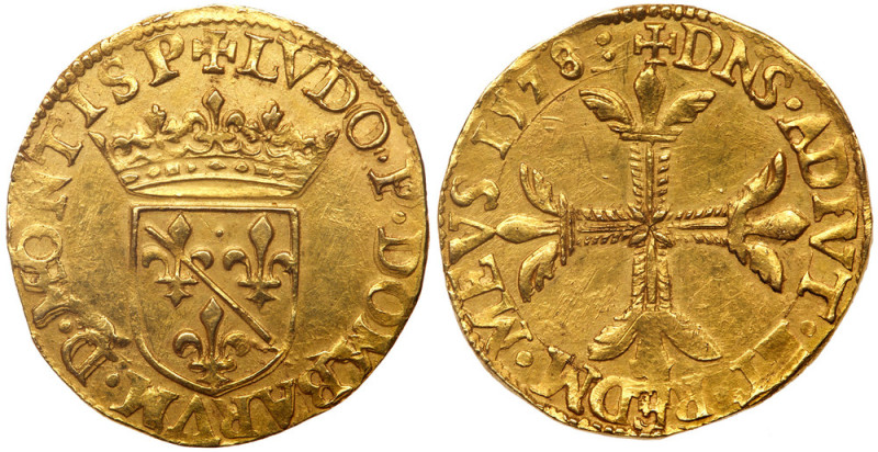 France: Dombes. Louis II of Bourbon-Montpensier (1560-1582). Gold 2 Ecu d'or or ...