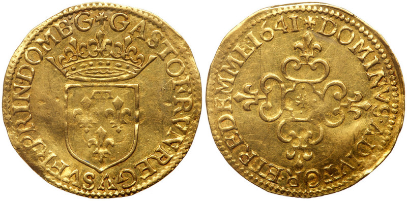 France: Dombes. Gaston d' Orl&eacute;ans (1627-1650). Gold Ecu d'or or &frac12; ...