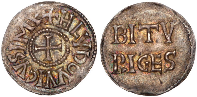 France. Carolingian. Louis the Pious (814-840). Silver Denier. Bourges mint. Sma...