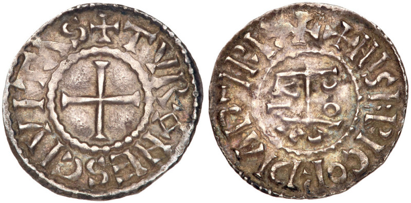 France. Carolingian. Louis III (879-882). Silver Denier, undated. Tours mint. Cr...