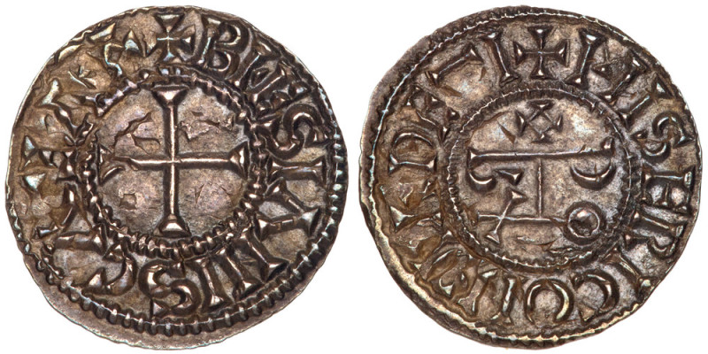 France. Carolingian. Odo (887-898). Silver Denier. Blois mint. Cross pattee. Rev...