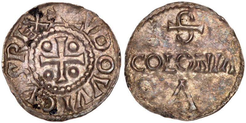 France. Carolingian. Louis the Child (899-911). Silver Denier. Cologne mint. Cro...